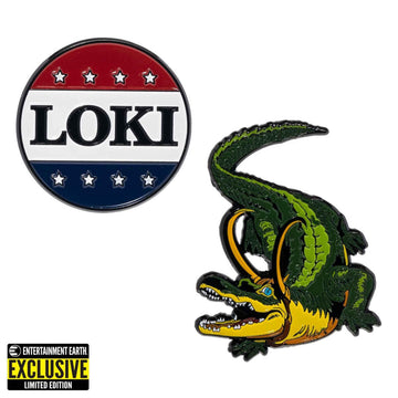 Loki President Loki Button and Alligator Loki Enamel Pin 2-Pack Set - BUCKET POPCORN